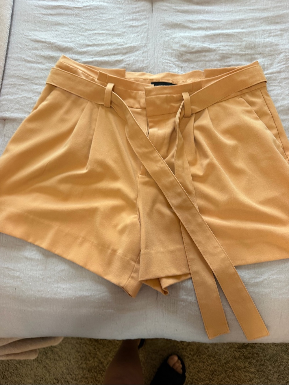 Banana Republic High-Waist Paperbag Belted Shorts - Mustard Yellow